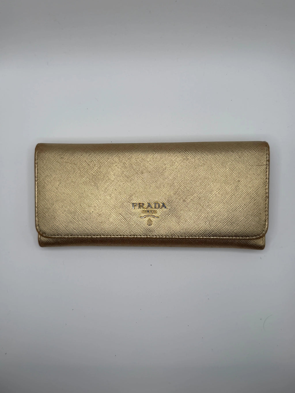 Le Portefeuille Long Prada - Cuir Saffiano Doré STYL