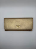 Le Portefeuille Long Prada - Cuir Saffiano Doré STYL