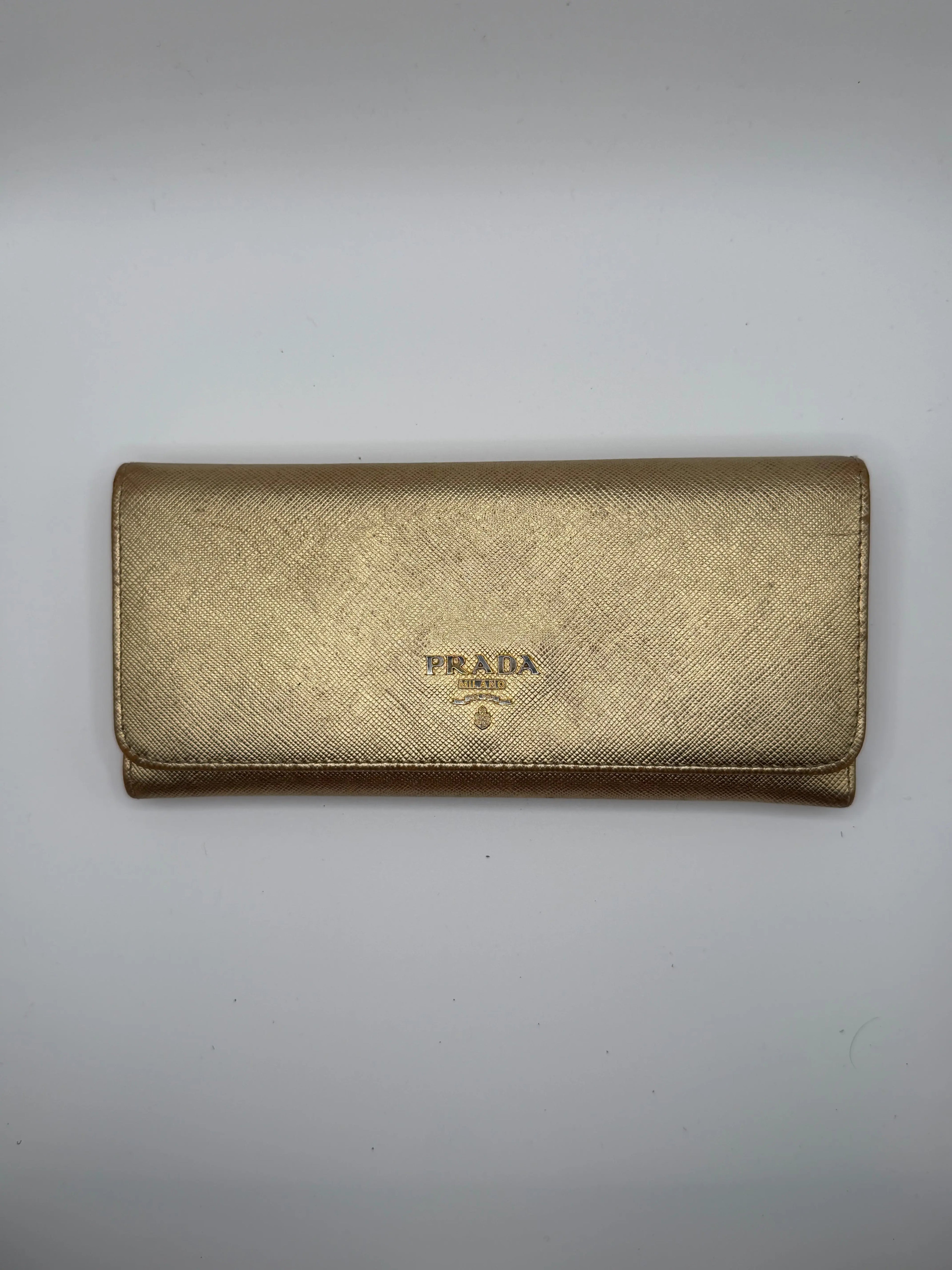 Le Portefeuille Long Prada - Cuir Saffiano Doré STYL