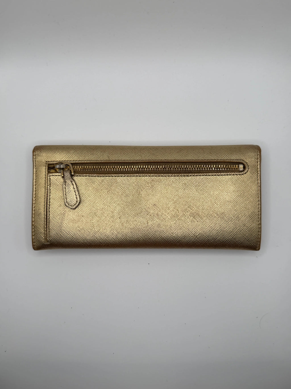Le Portefeuille Long Prada - Cuir Saffiano Doré STYL