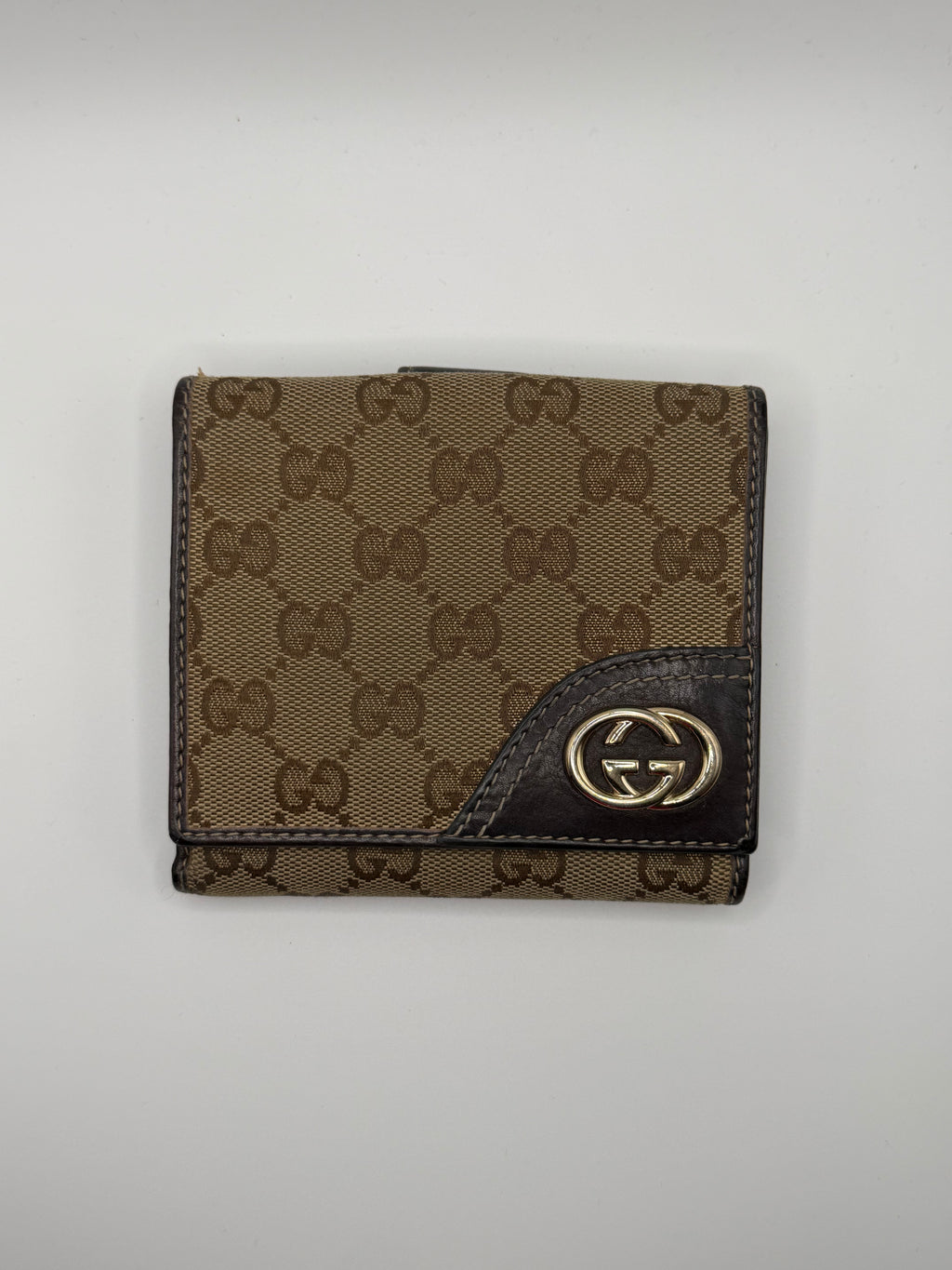 Le Portefeuille Gucci Britt Compact - Toile GG Beige