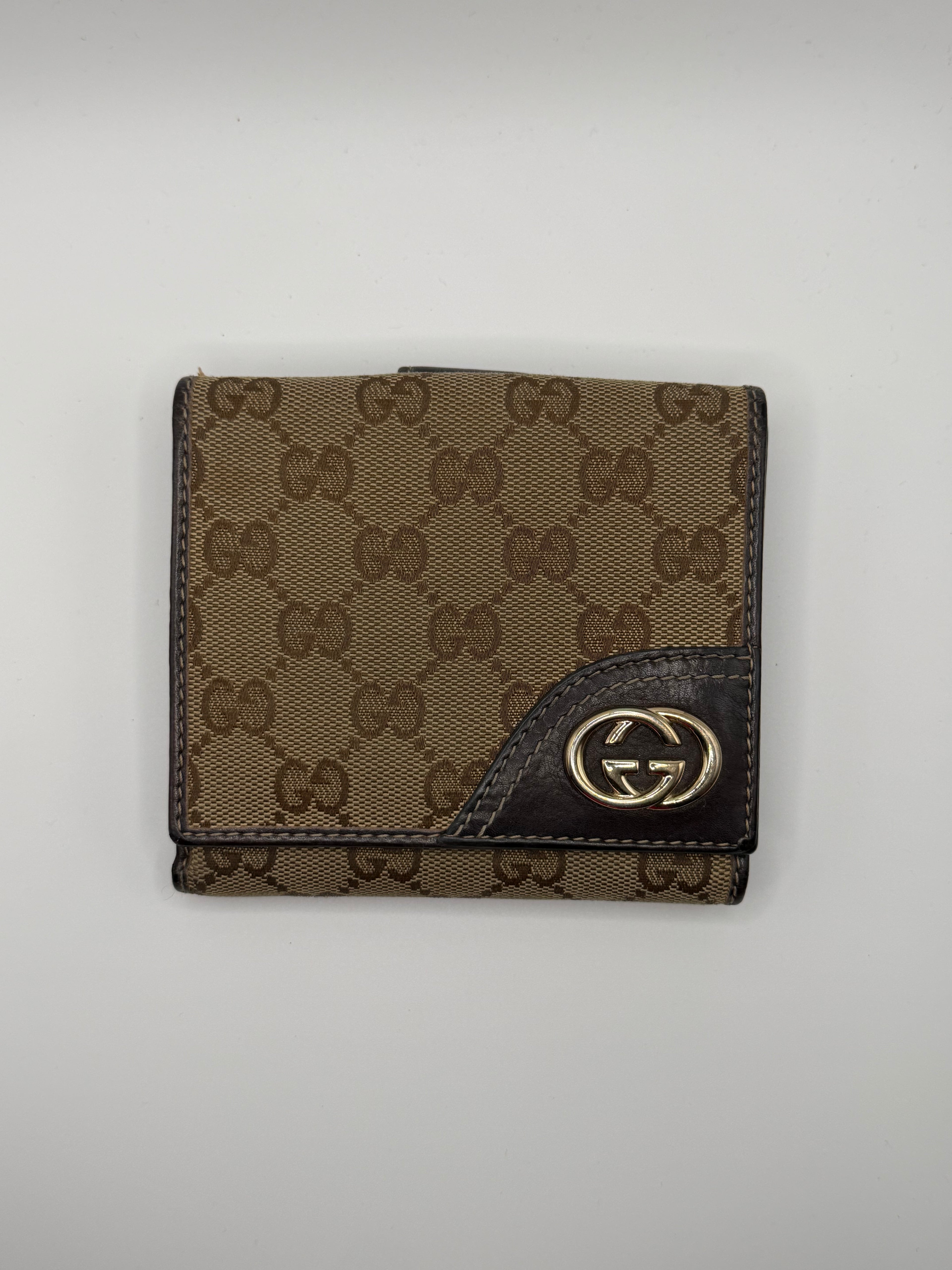 Le Portefeuille Gucci Britt Compact - Toile GG Beige